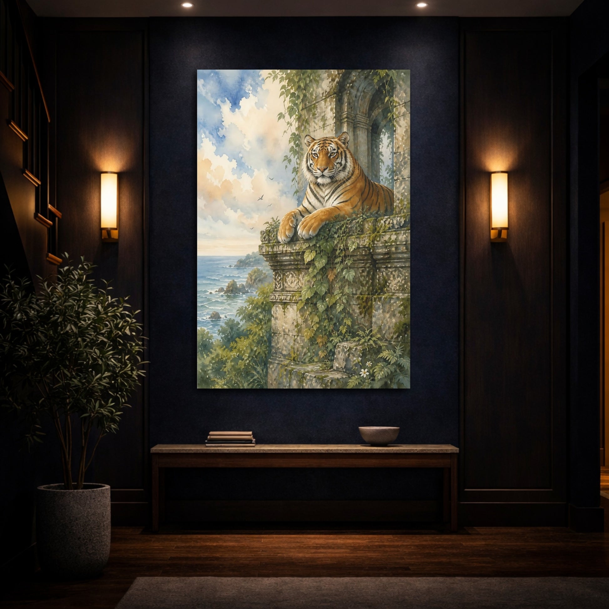 Mockup 4. Majestic Tiger Animal shown as canvas print