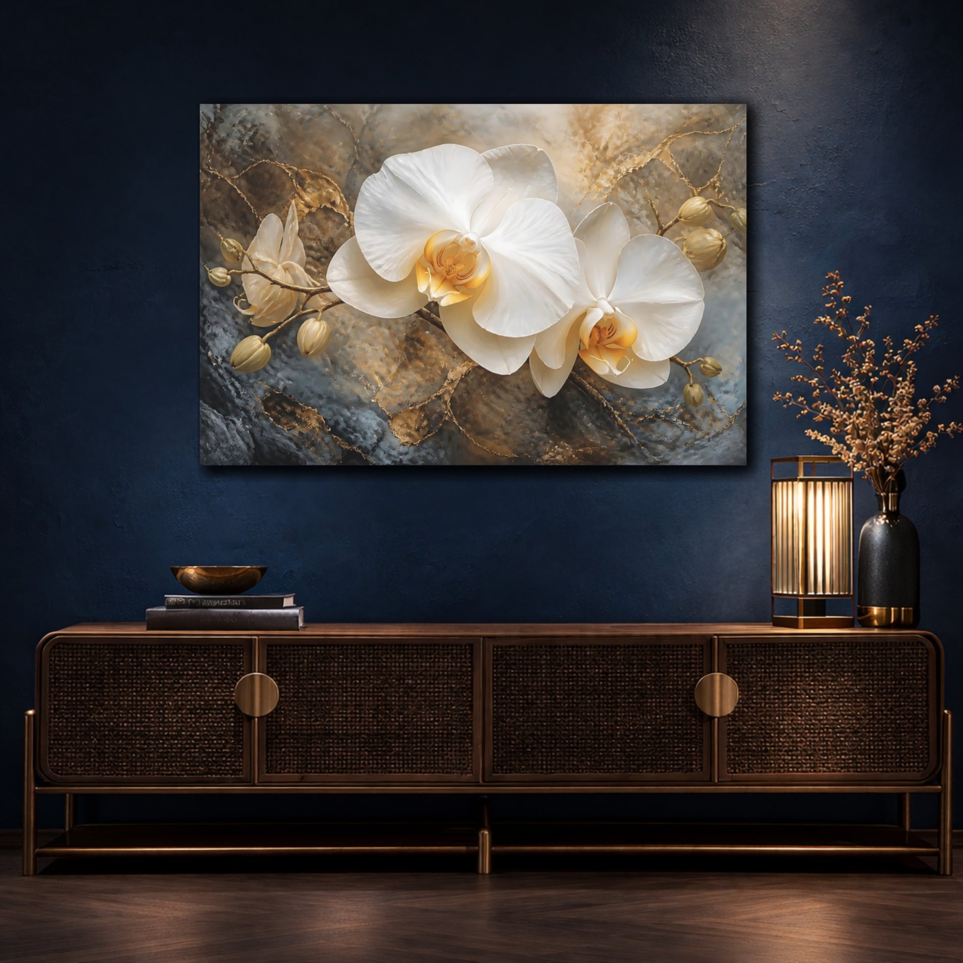 Mockup 4. Majestic White Orchid shown as canvas print