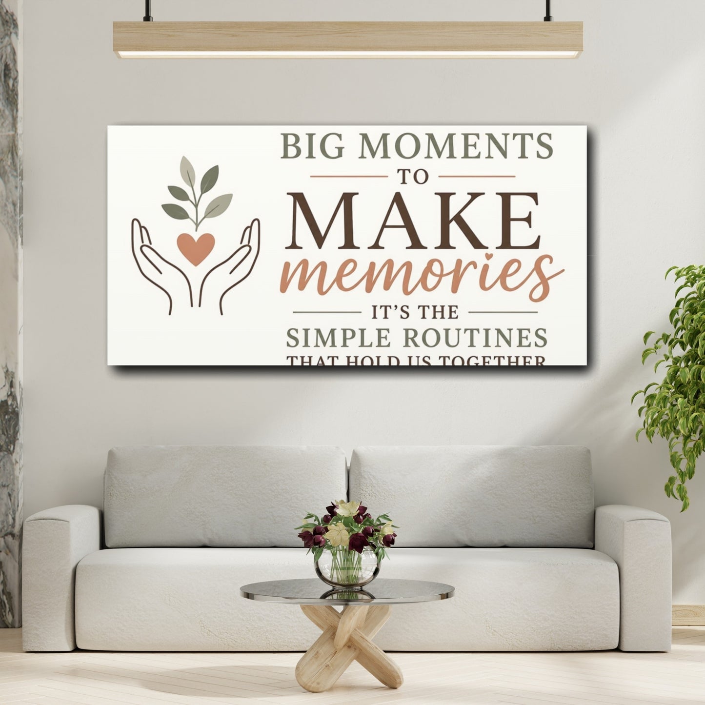 Mockup 2. Make Memories Quote shown as canvas print