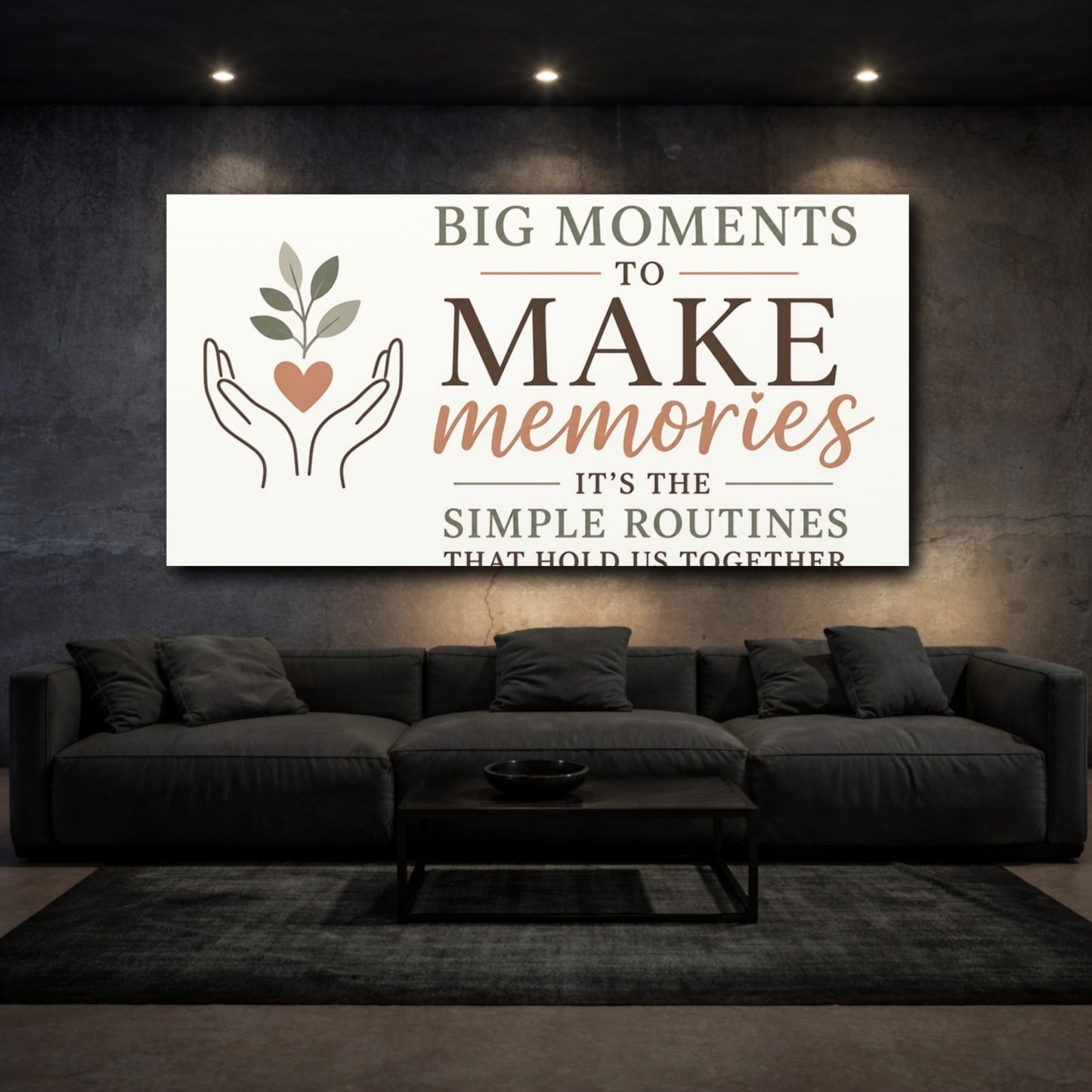 Mockup 3. Make Memories Quote shown as canvas print