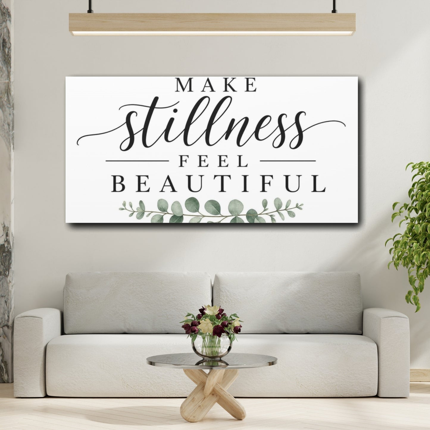Mockup 2. Make Stillness Feel Beautiful shown as canvas print