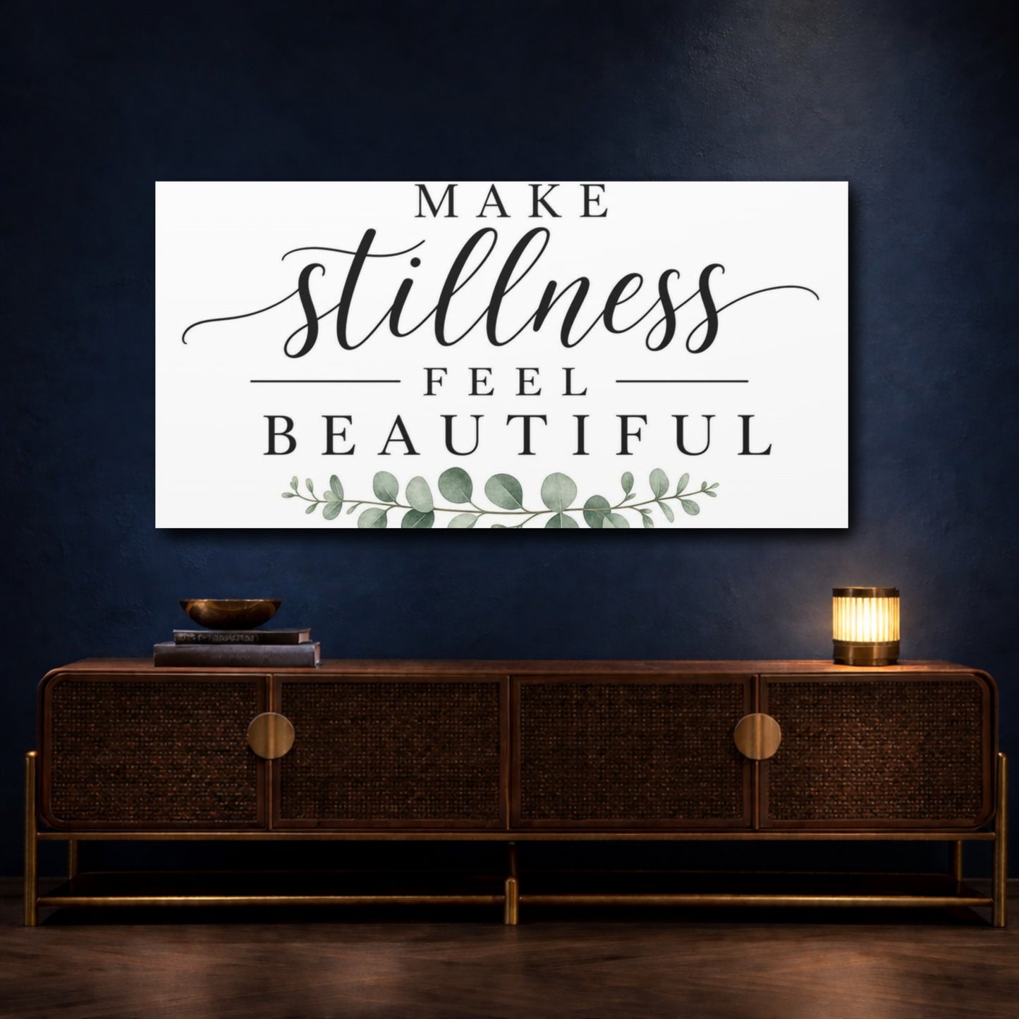 Mockup 4. Make Stillness Feel Beautiful shown as canvas print