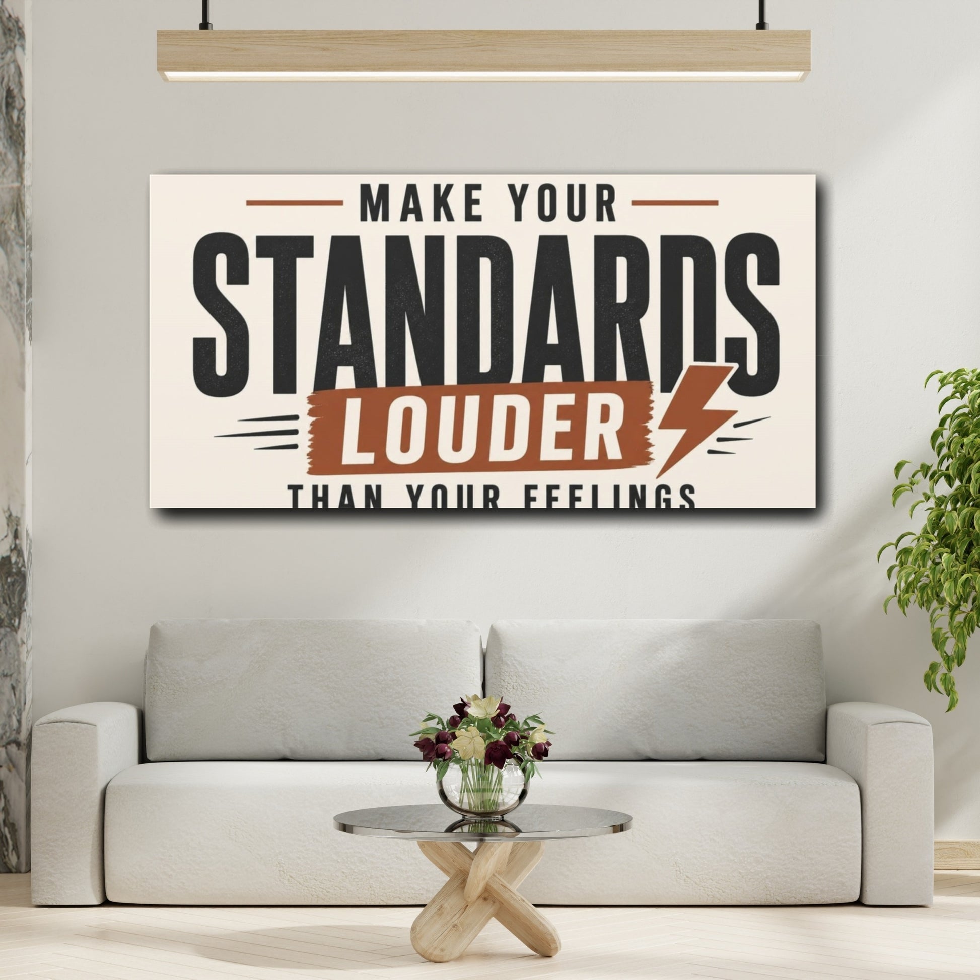 Mockup 2. Make Your Standards Louder shown as canvas print
