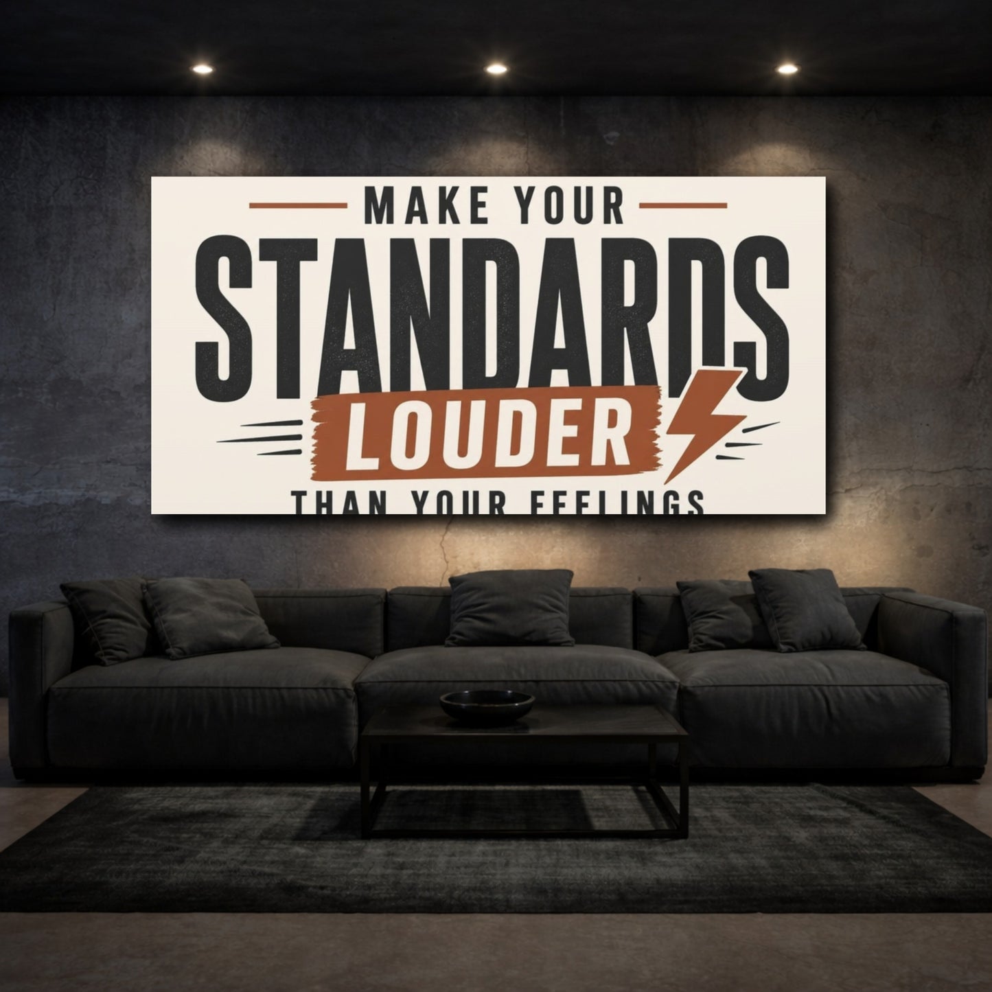 Mockup 3. Make Your Standards Louder shown as canvas print
