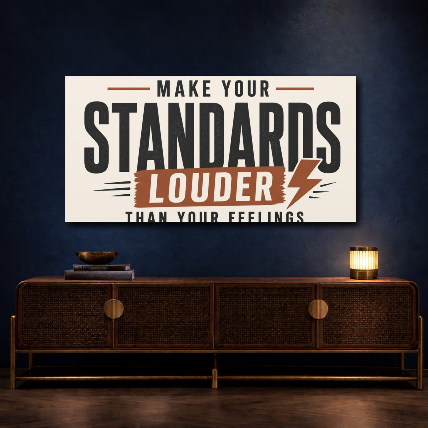 Mockup 4. Make Your Standards Louder shown as canvas print