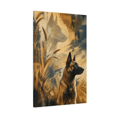 Main Mockup. Malinois Pet Portrait shown as canvas print