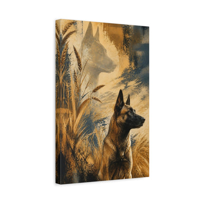 Side Mockup 4. Malinois Pet Portrait shown as canvas print