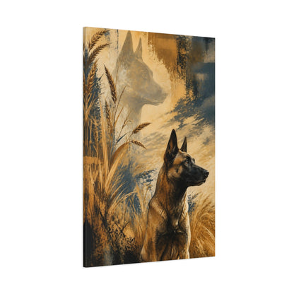 Side Mockup 1. Malinois Pet Portrait shown as canvas print
