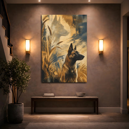Mockup 2. Malinois Pet Portrait shown as canvas print