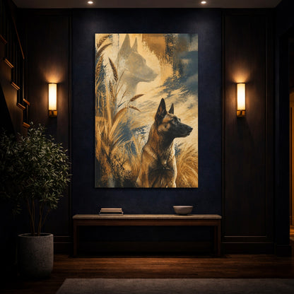 Mockup 4. Malinois Pet Portrait shown as canvas print