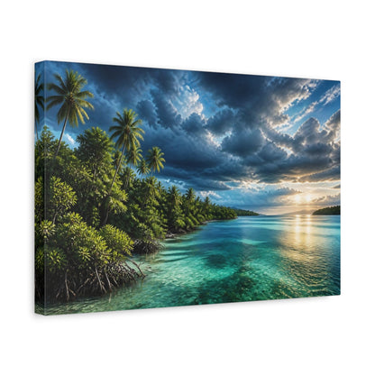 Side Mockup 4. Mangrove Bay Landscape shown as canvas print