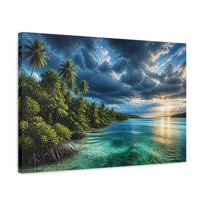 Side Mockup 3. Mangrove Bay Landscape shown as canvas print