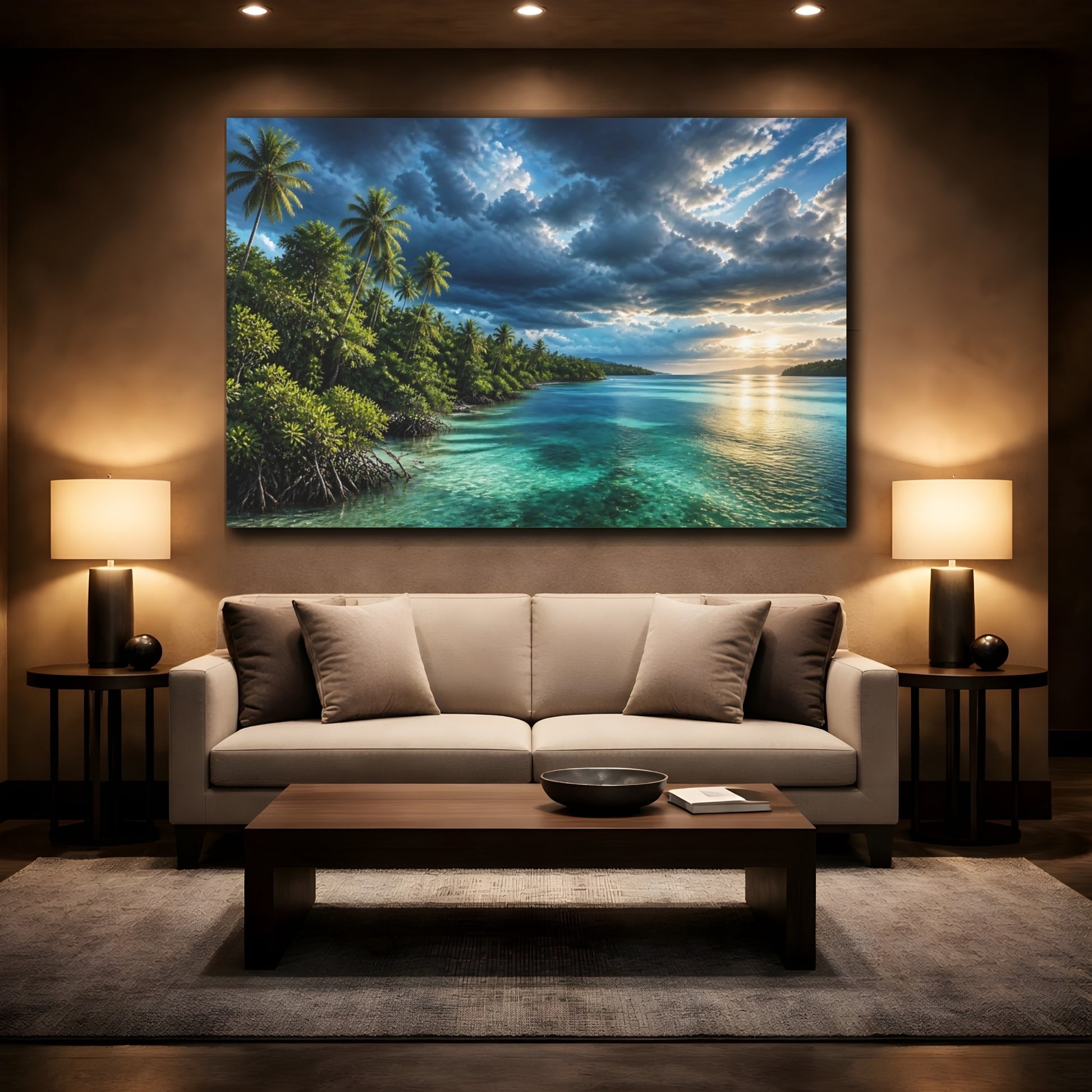 Mockup 2. Mangrove Bay Landscape shown as canvas print