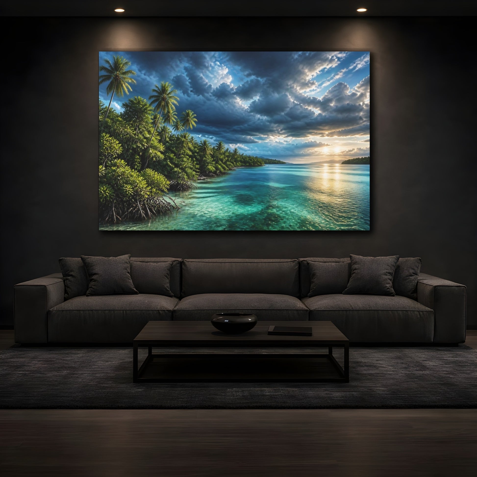 Mockup 3. Mangrove Bay Landscape shown as canvas print