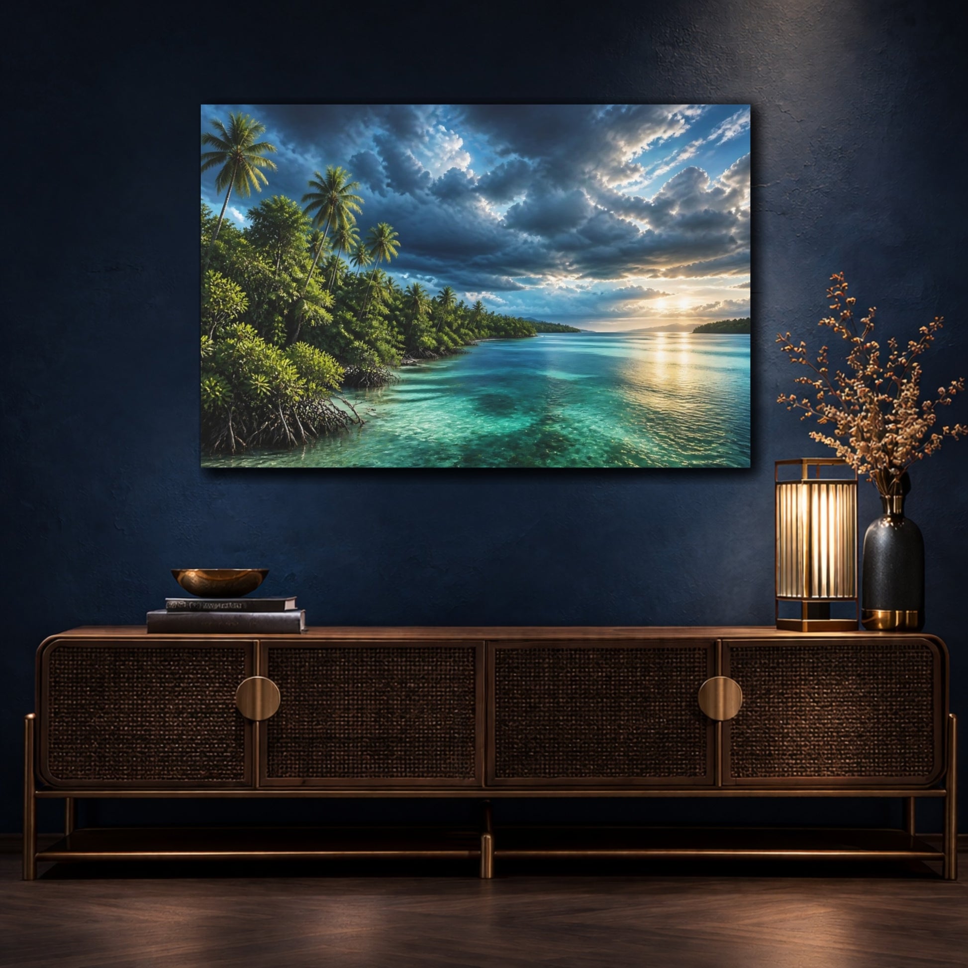 Mockup 4. Mangrove Bay Landscape shown as canvas print