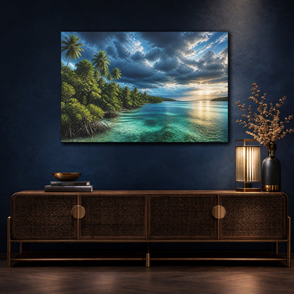 Mockup 4. Mangrove Bay Landscape shown as canvas print