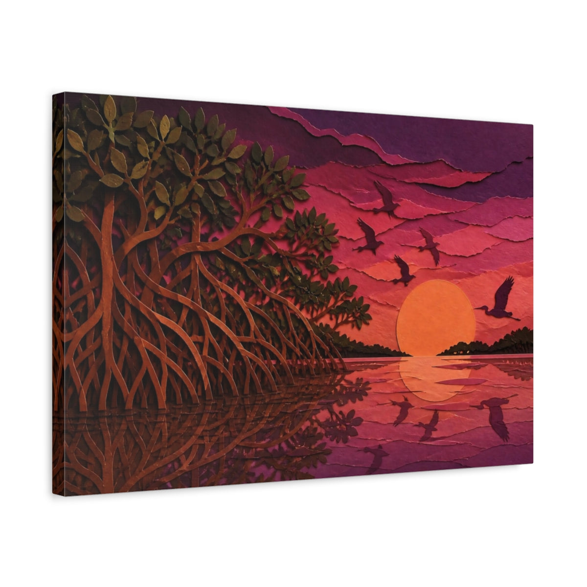 Side Mockup 3. Mangrove Nature Sunset shown as canvas print