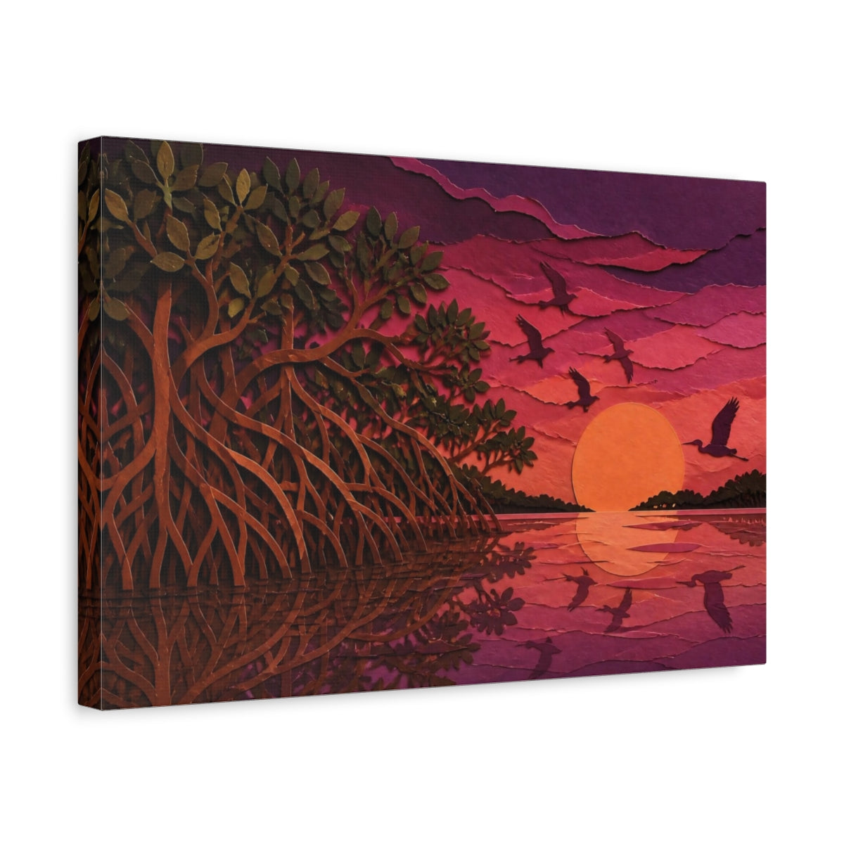 Side Mockup 4. Mangrove Nature Sunset shown as canvas print