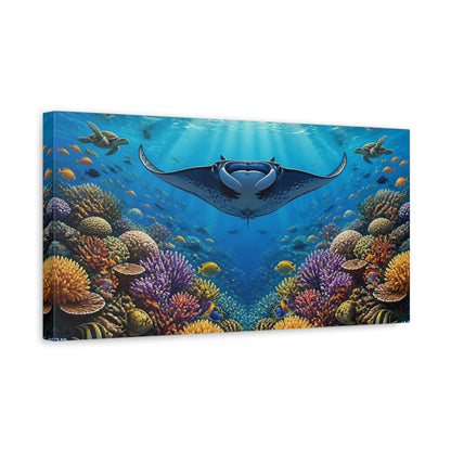 Side Mockup 3. Manta Ray Reef Animals shown as canvas print