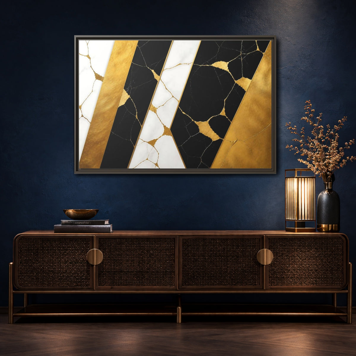 Mockup 4. Marble Accent Panels shown as framed canvas print