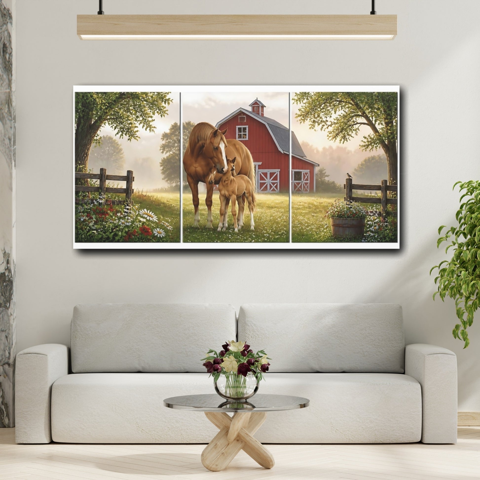 Mockup 2. Mare And Foal At Dawn shown as canvas print