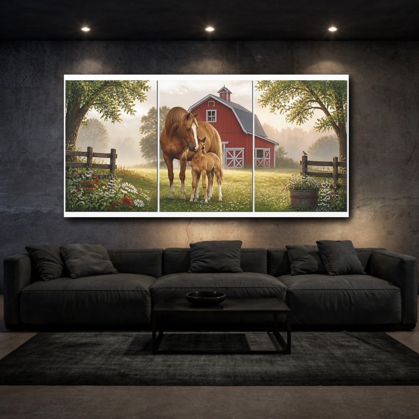 Mockup 3. Mare And Foal At Dawn shown as canvas print