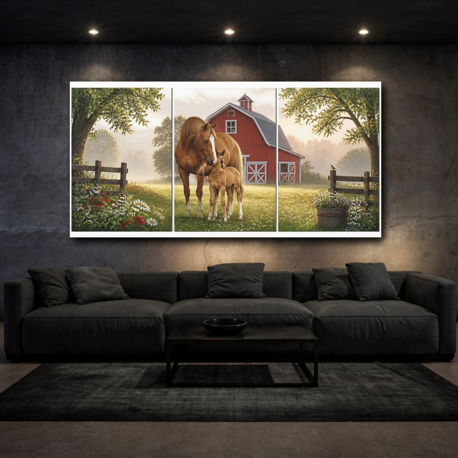 Mockup 3. Mare And Foal At Dawn shown as canvas print