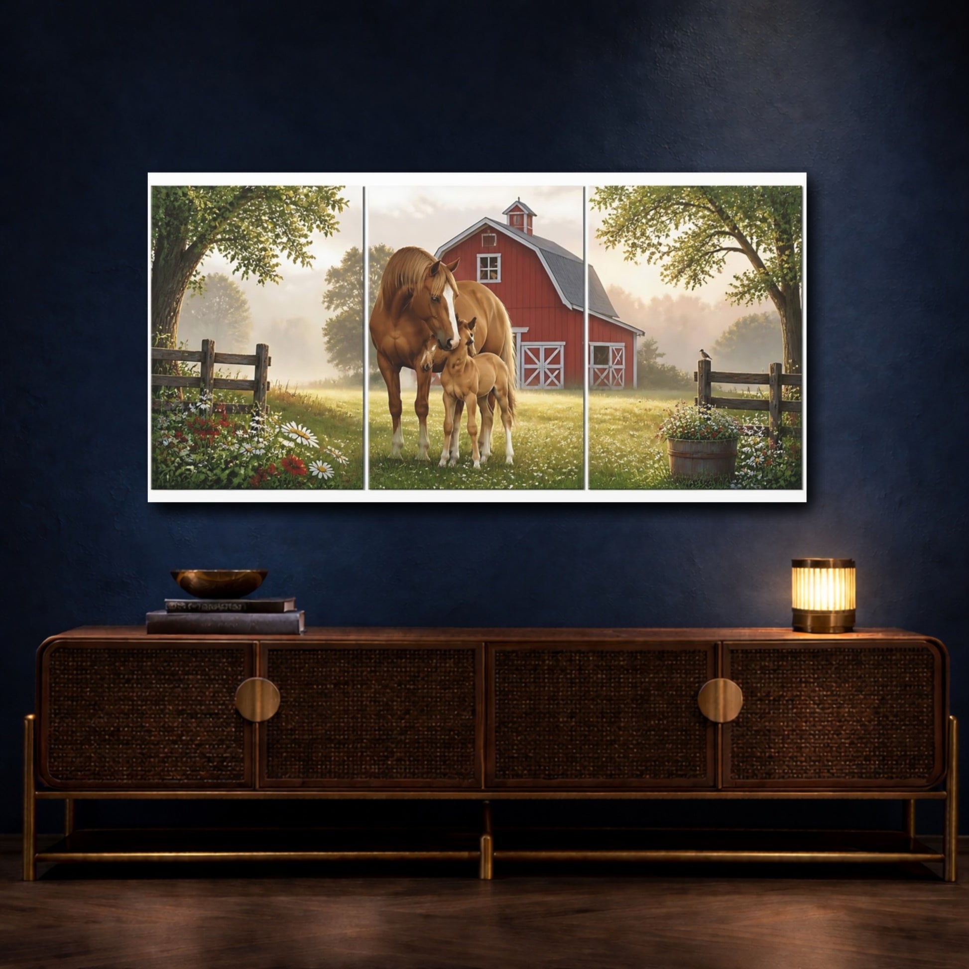 Mockup 4. Mare And Foal At Dawn shown as canvas print
