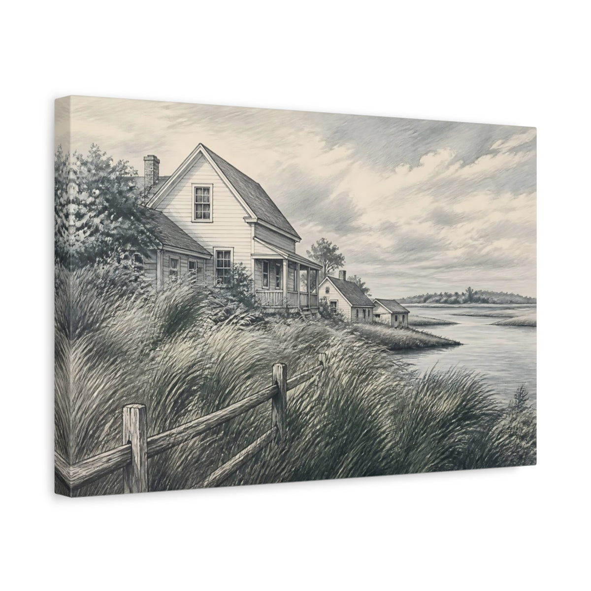 Side Mockup 4. Marshside Farmhouse Retreat shown as canvas print