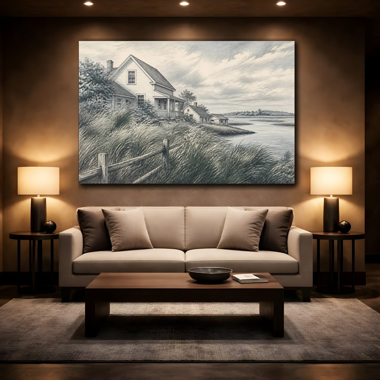 Mockup 2. Marshside Farmhouse Retreat shown as canvas print
