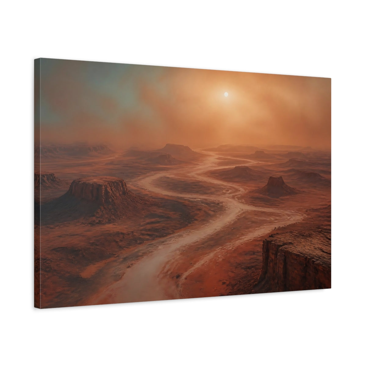 Side Mockup 2. Martian Mesa River shown as canvas print
