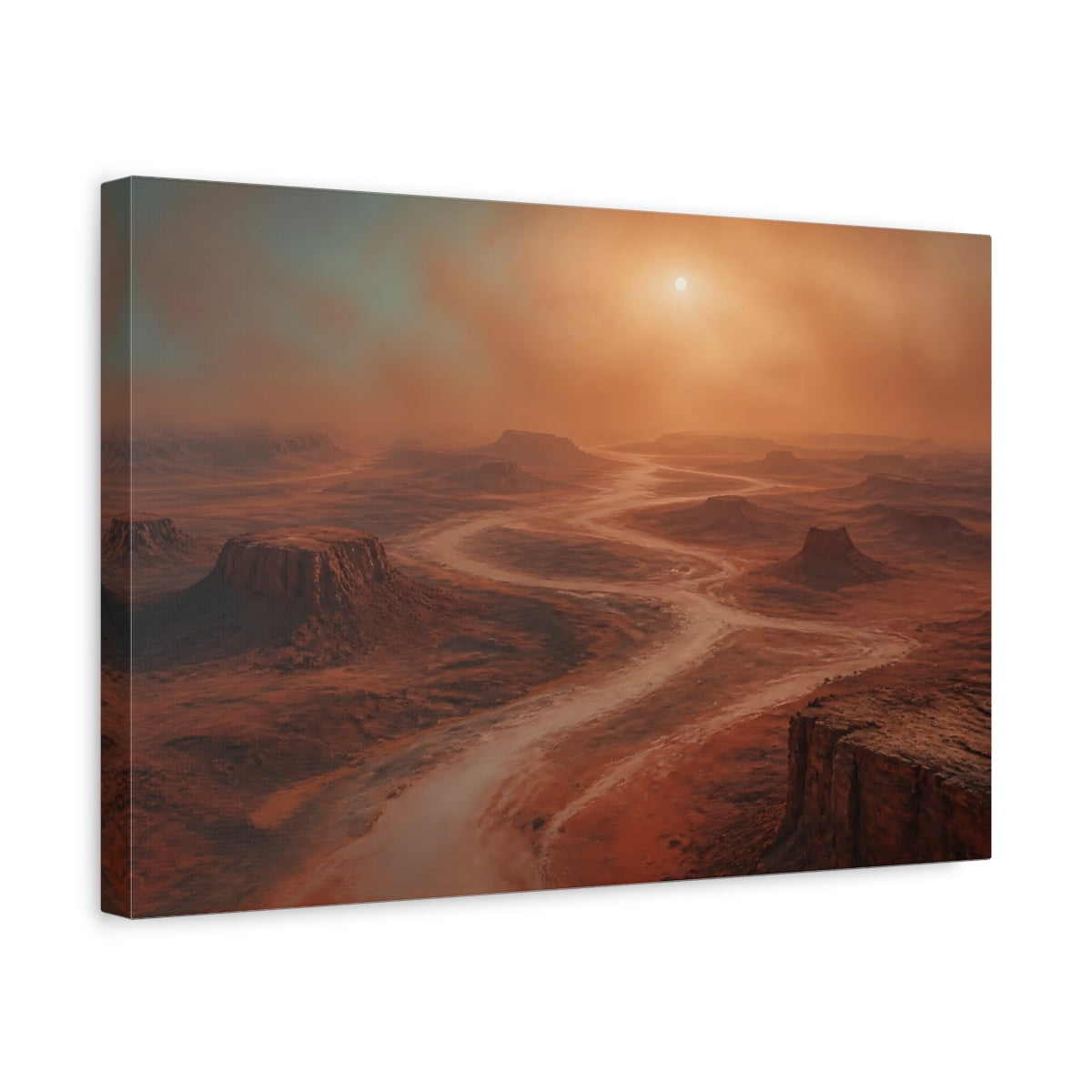 Side Mockup 4. Martian Mesa River shown as canvas print