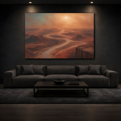 Mockup 3. Martian Mesa River shown as canvas print