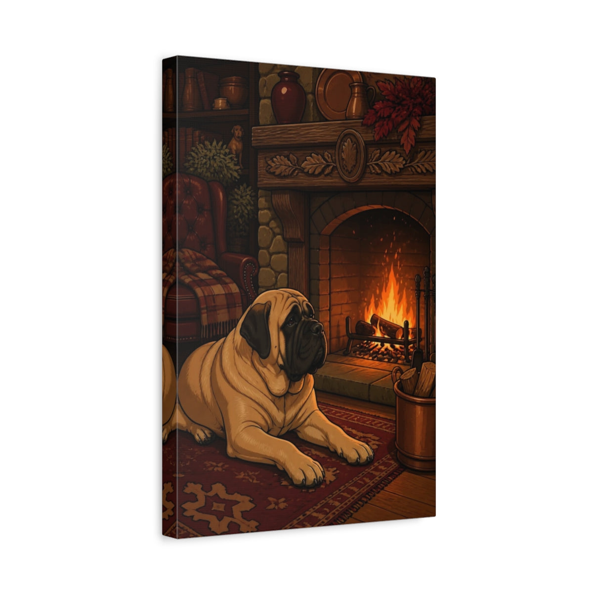 Side Mockup 4. Mastiff Pets By Hearth shown as canvas print