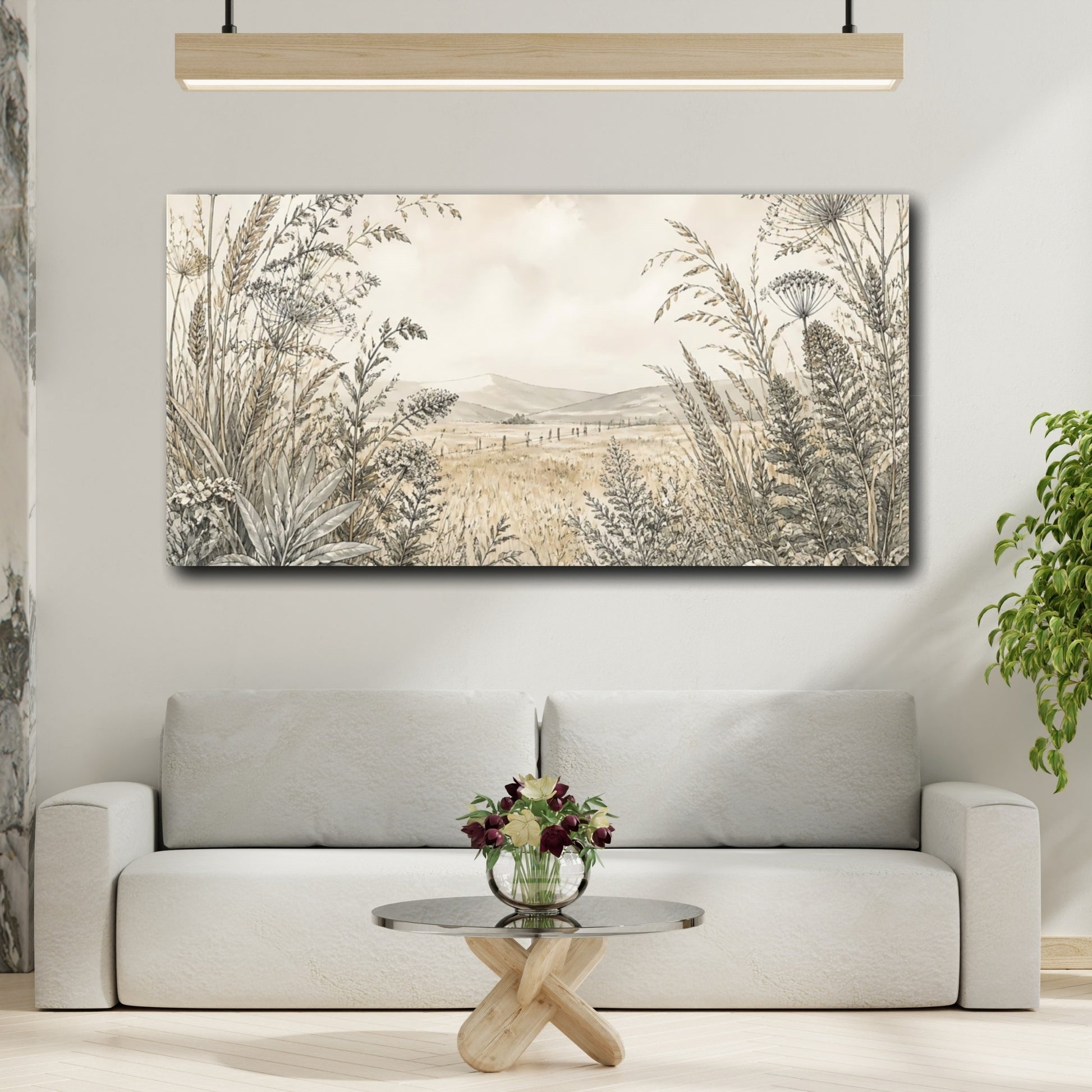 Mockup 2. Meadow Seed Heads shown as canvas print