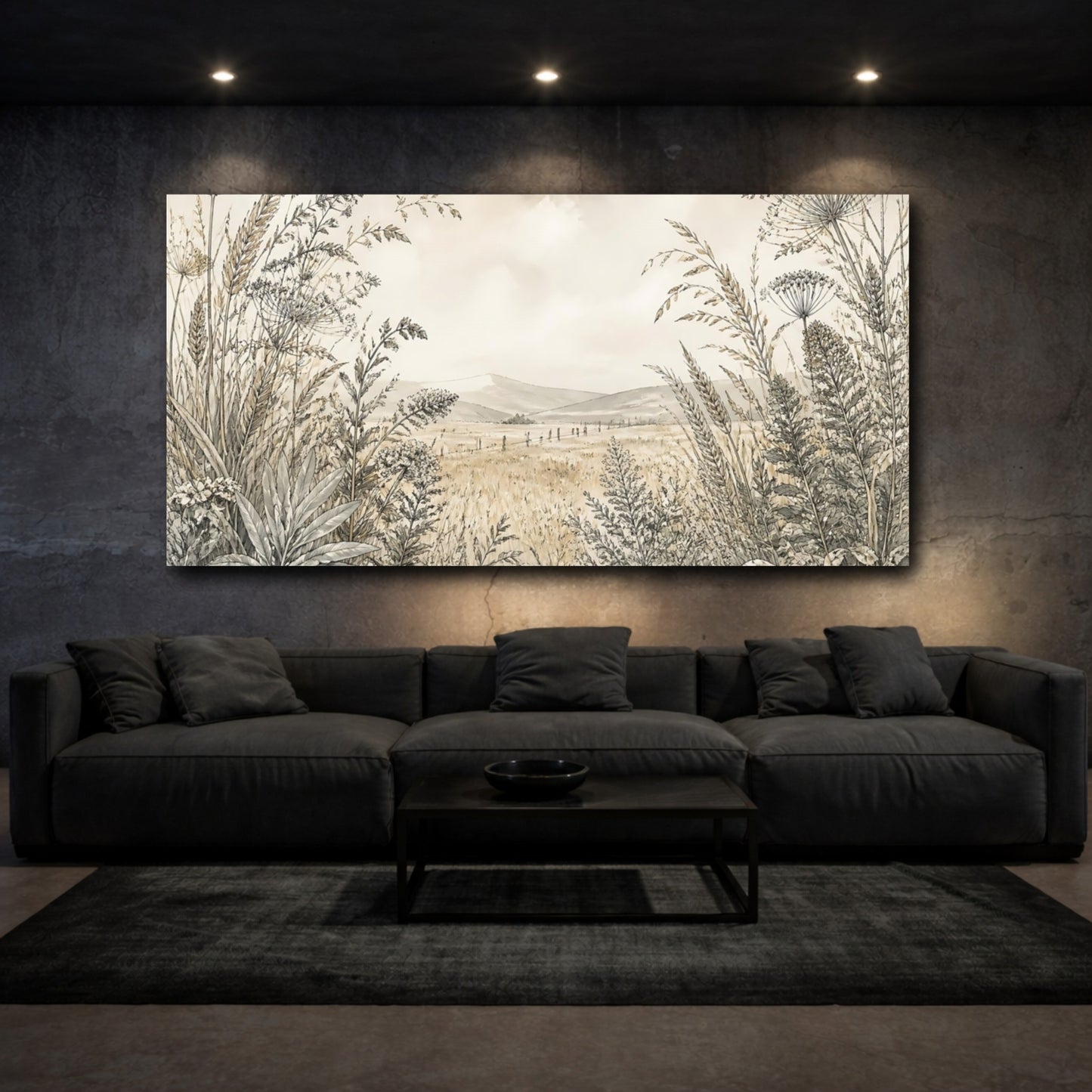 Mockup 3. Meadow Seed Heads shown as canvas print