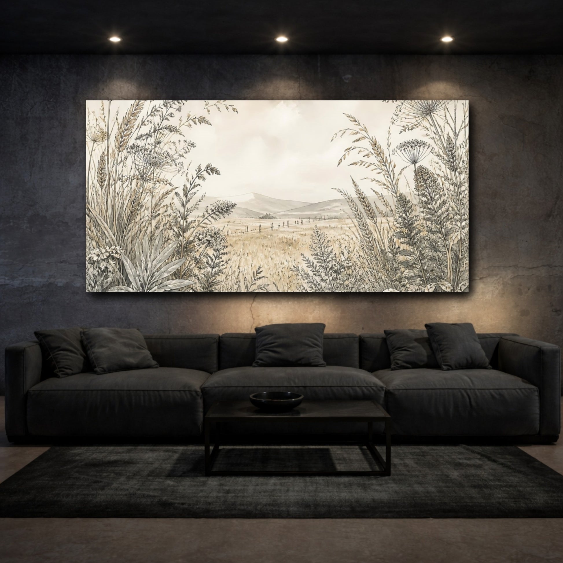 Mockup 3. Meadow Seed Heads shown as canvas print