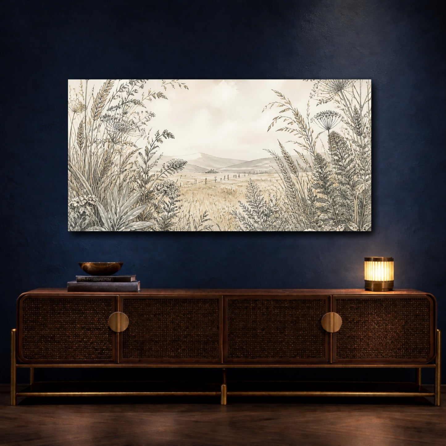 Mockup 4. Meadow Seed Heads shown as canvas print