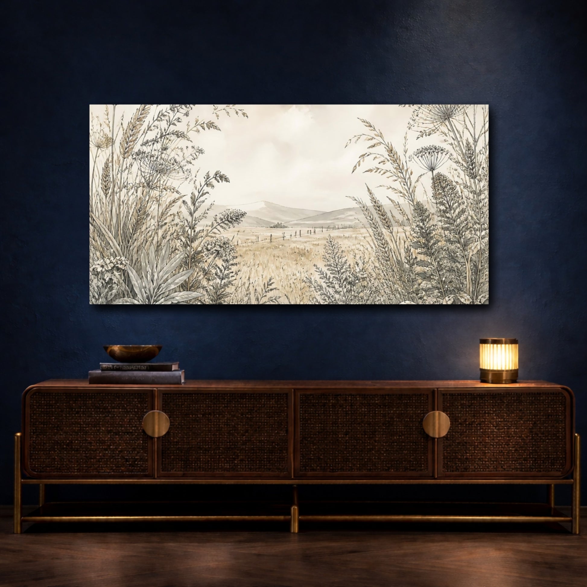 Mockup 4. Meadow Seed Heads shown as canvas print