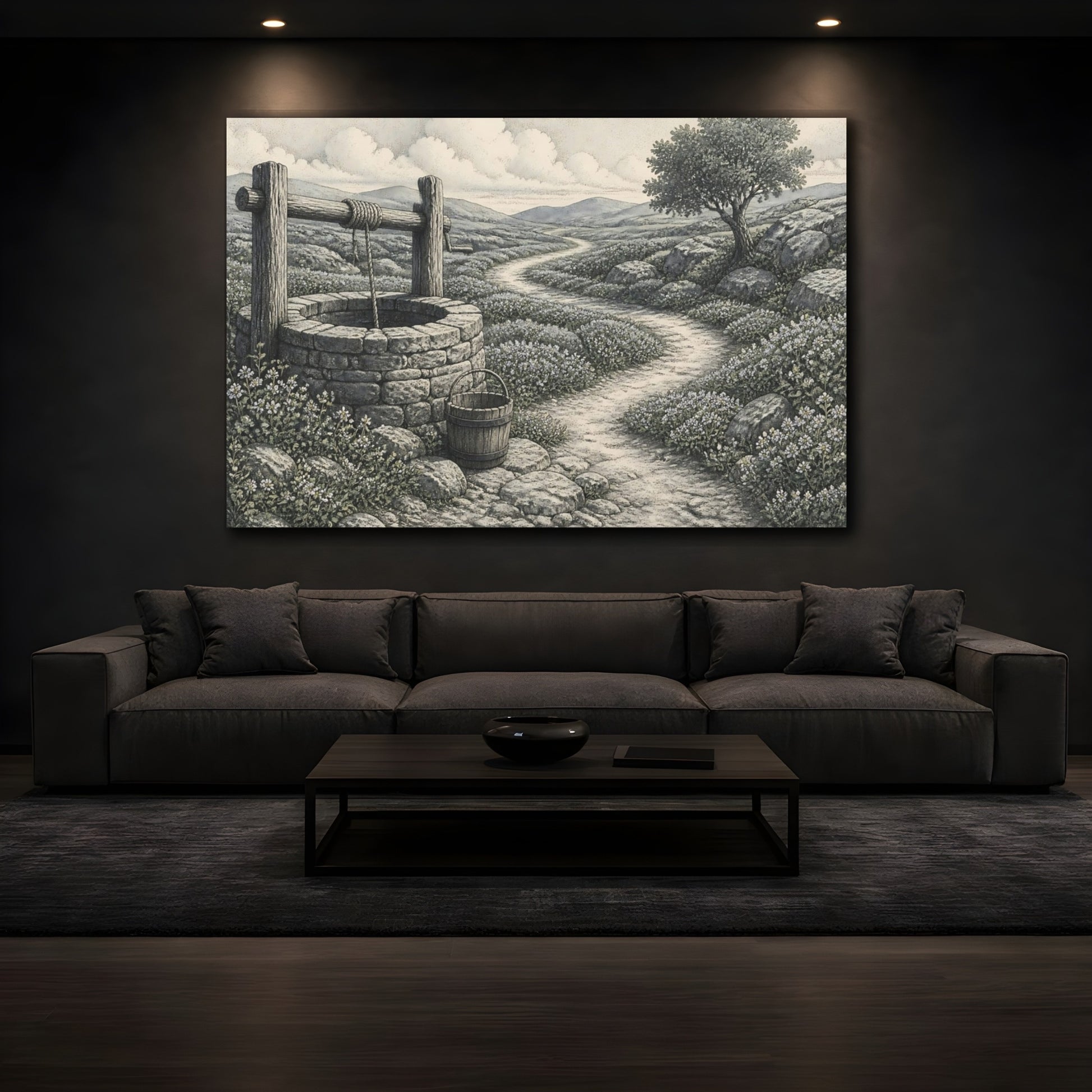Mockup 3. Meadow Well And Path shown as canvas print