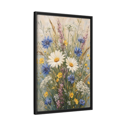 Side Mockup 14. Meadow Wildflower Bouquet shown as framed canvas print