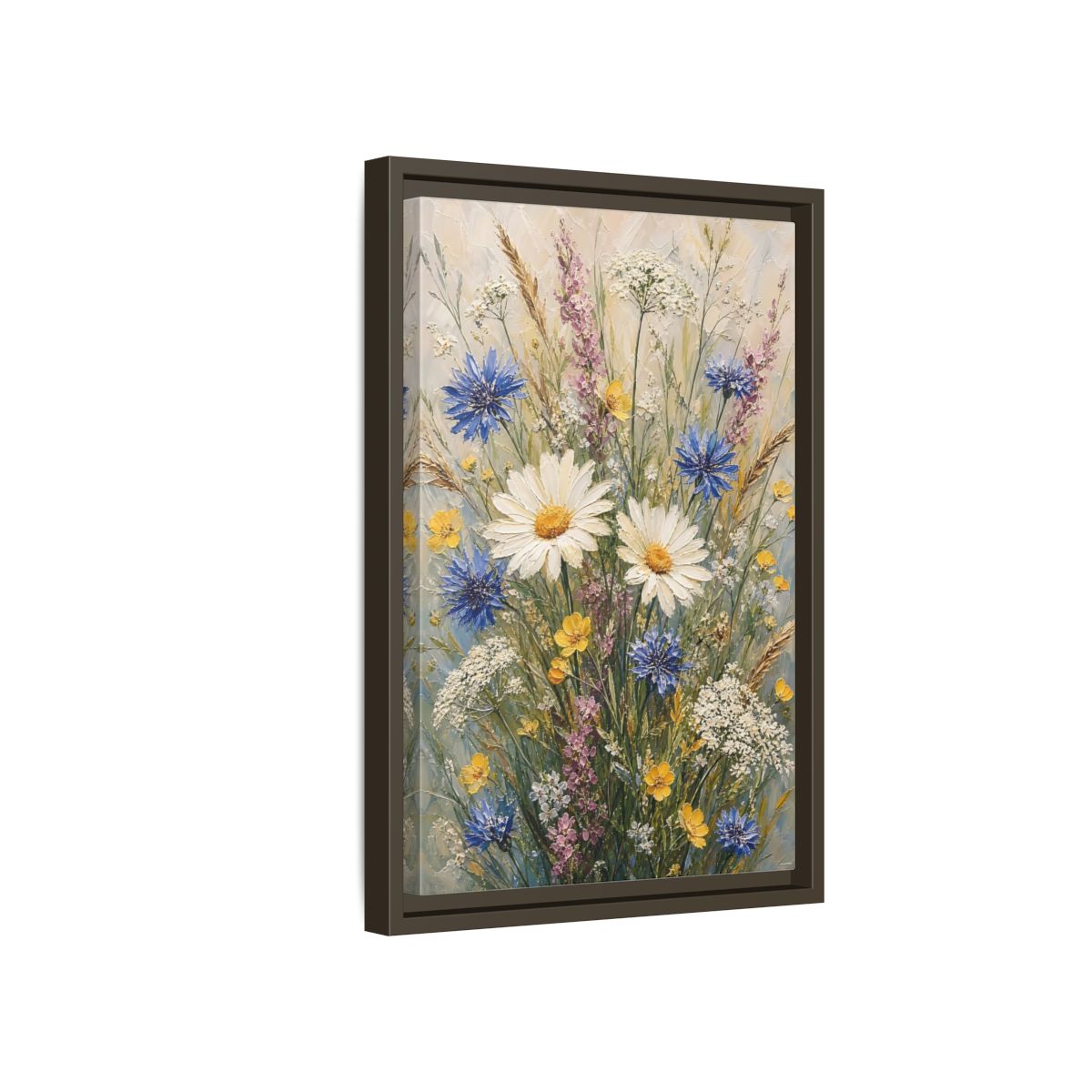 Side Mockup 5. Meadow Wildflower Bouquet shown as framed canvas print