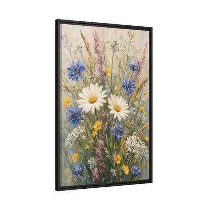 Side Mockup 13. Meadow Wildflower Bouquet shown as framed canvas print