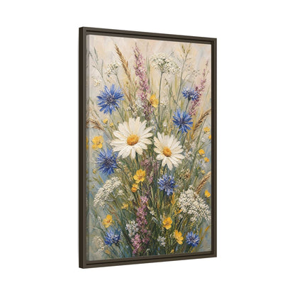 Side Mockup 11. Meadow Wildflower Bouquet shown as framed canvas print