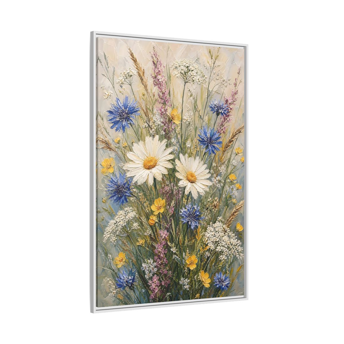 Side Mockup 7. Meadow Wildflower Bouquet shown as framed canvas print