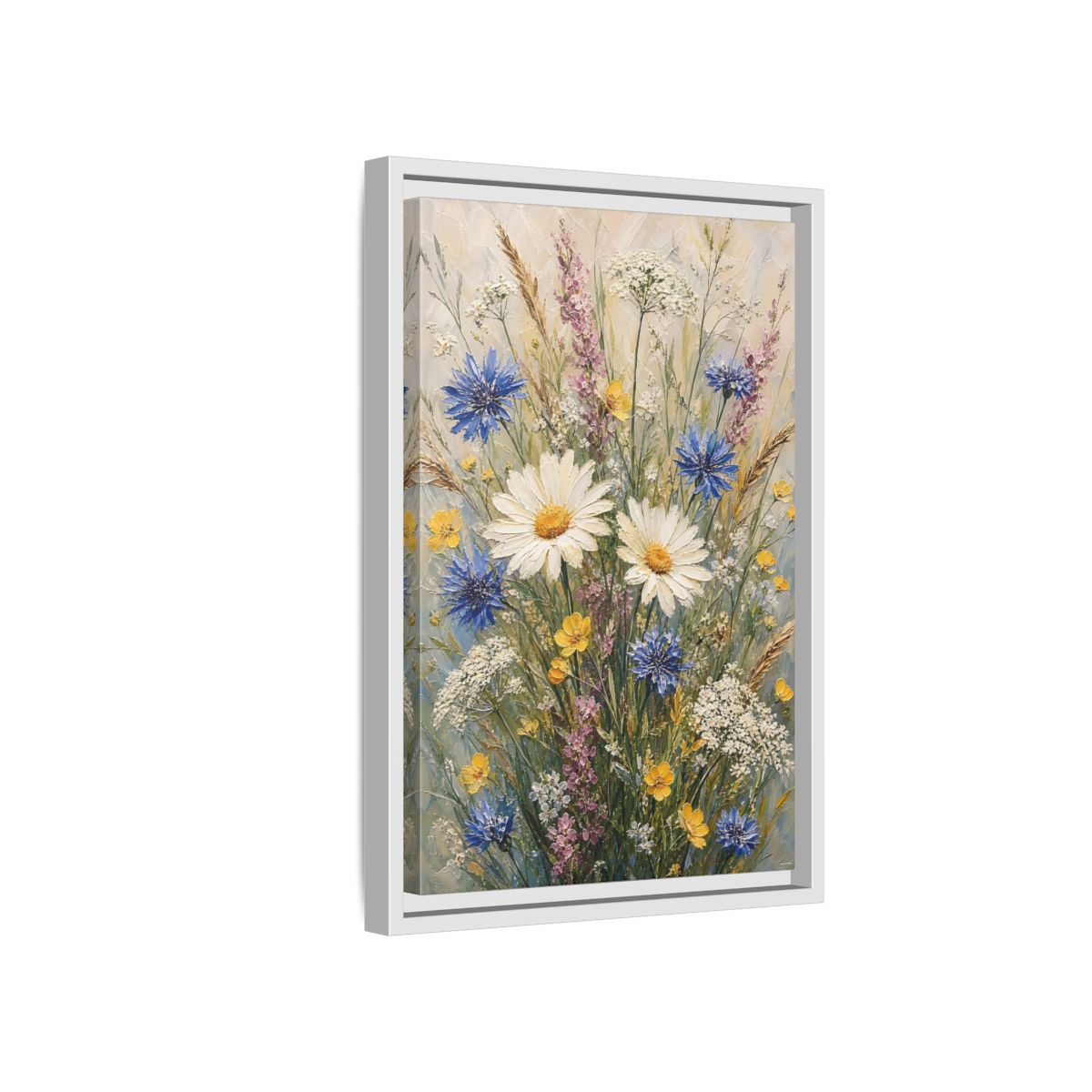 Side Mockup 4. Meadow Wildflower Bouquet shown as framed canvas print