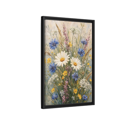 Side Mockup 3. Meadow Wildflower Bouquet shown as framed canvas print
