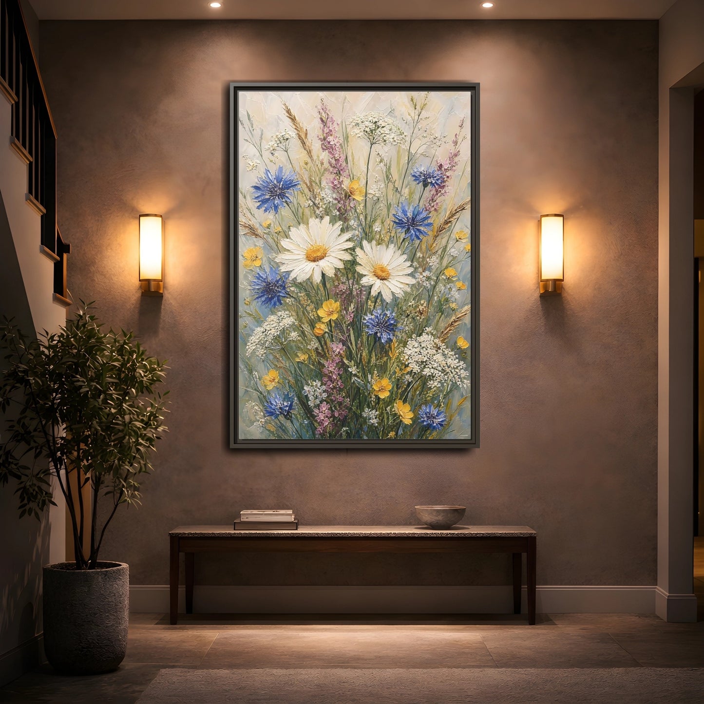 Mockup 2. Meadow Wildflower Bouquet shown as framed canvas print
