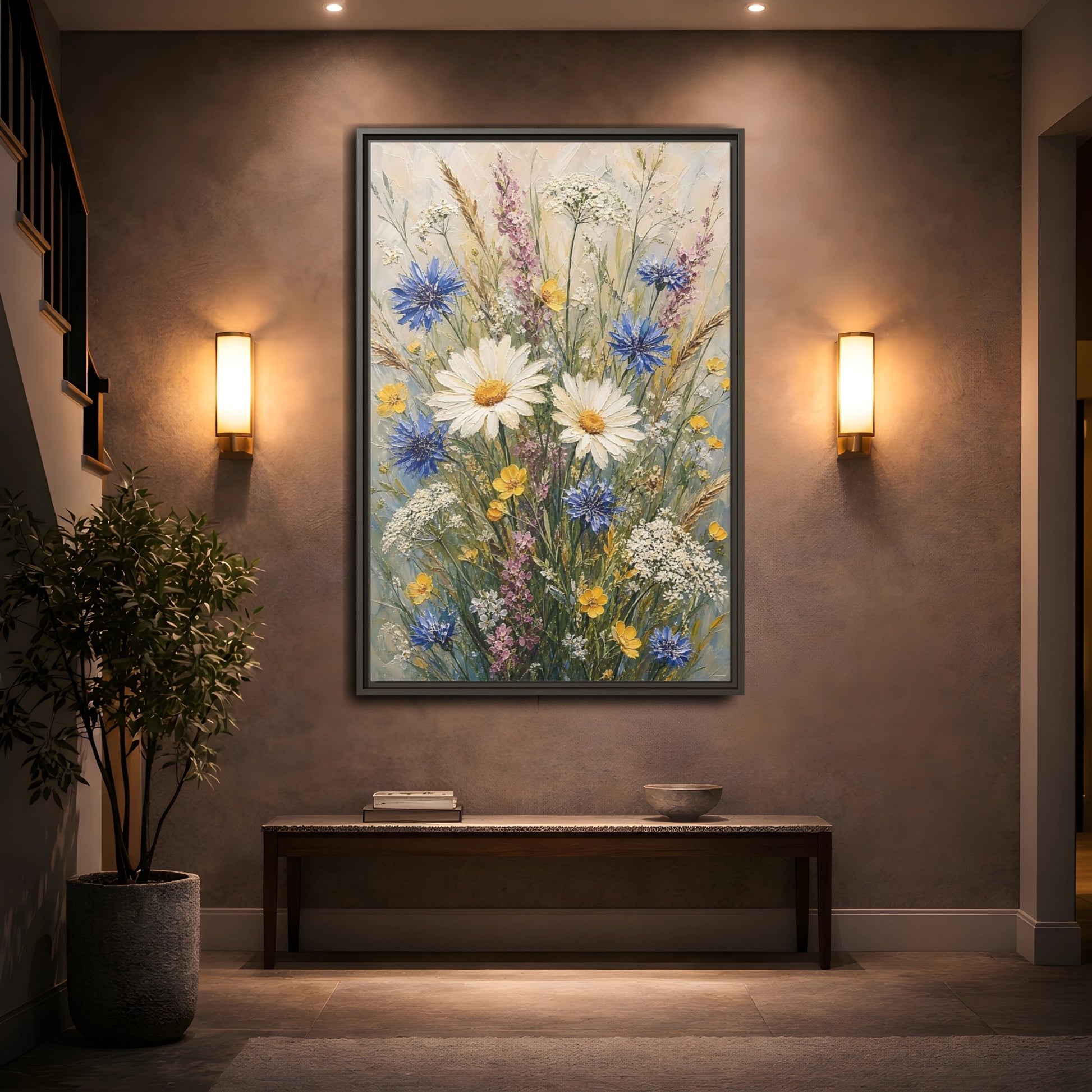 Mockup 2. Meadow Wildflower Bouquet shown as framed canvas print