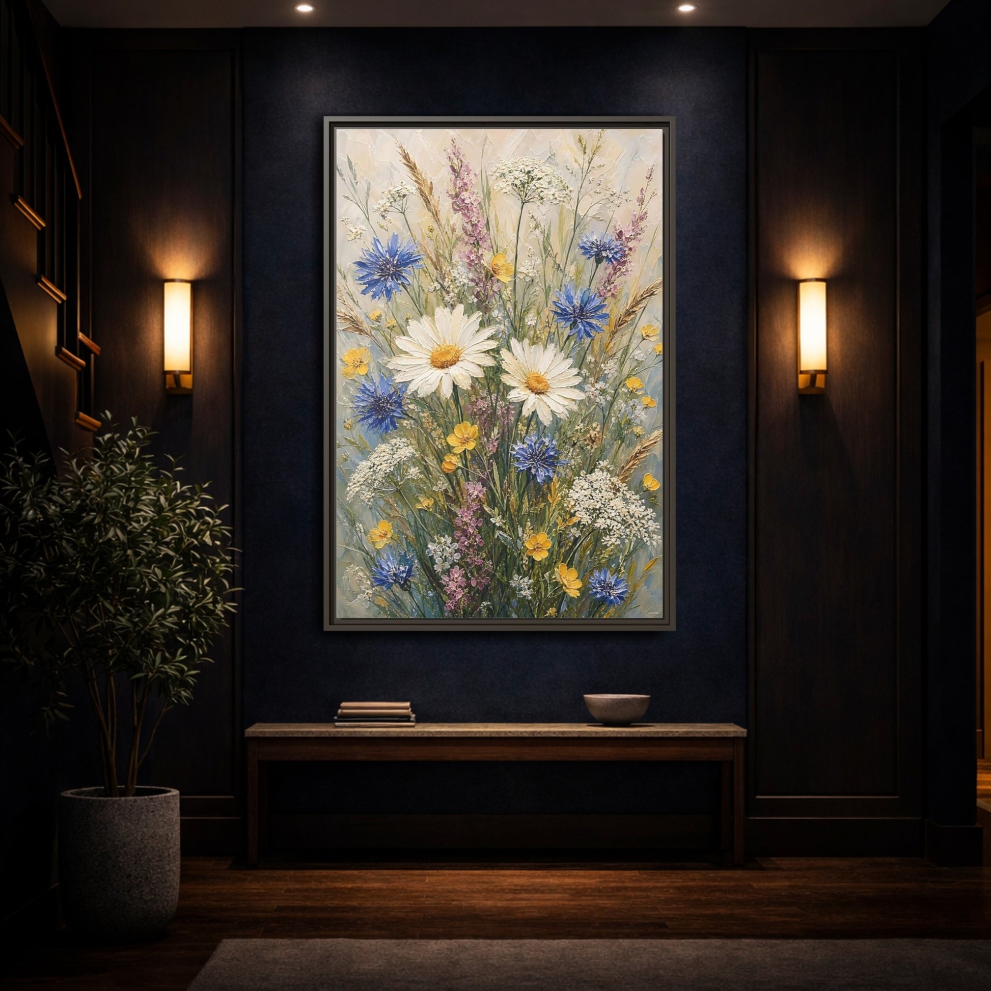 Mockup 4. Meadow Wildflower Bouquet shown as framed canvas print